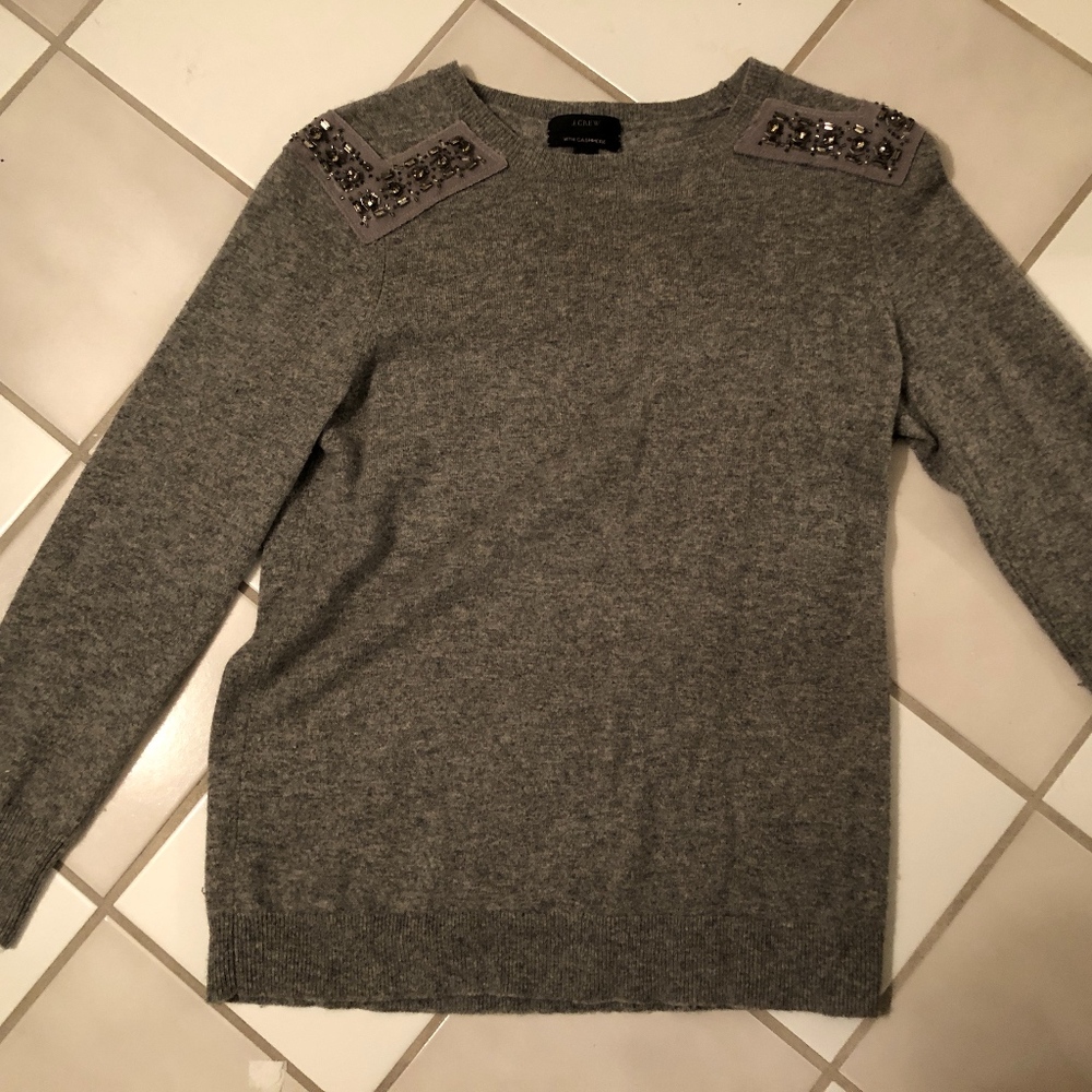 JCREW embellished shoulder sweater